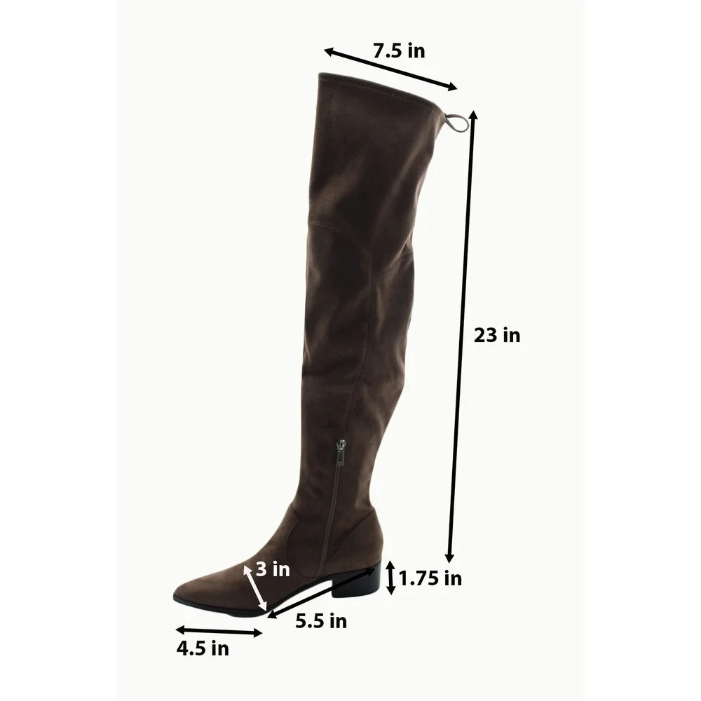 Marc Fisher LTD MLYacinda Over The Knee Boots Taupe Faux Suede Pointed Toe  9M
